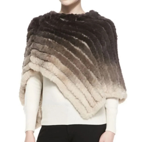 La Fiorentina Rabbit Fur Poncho - Picture 1 of 8